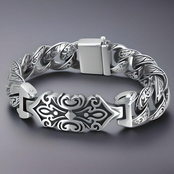 BARBARIAN - 18mm Pure Titanium Steel Bracelet, Bracelet with hook buckle for Men & Boy (9 inch)