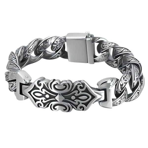 BARBARIAN - 18mm Pure Titanium Steel Bracelet, Bracelet with hook buckle for Men & Boy (9 inch)