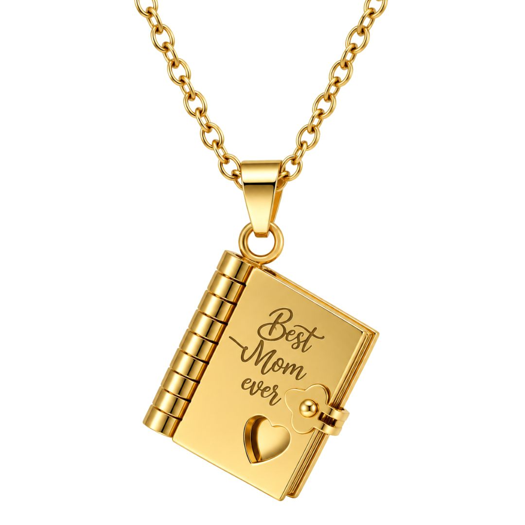 THE MEN THING SS Pendant/ Necklace BEST MOM DIARY - GOLDEN - 18mm Pure Titanium Steel Pendant with 3mm Chain for Men & Boys (17 to 19 inch Adjustable Cable Chain)