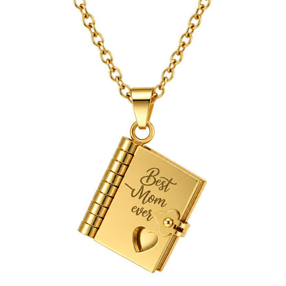 THE MEN THING SS Pendant/ Necklace BEST MOM DIARY - GOLDEN - 18mm Pure Titanium Steel Pendant with 3mm Chain for Men & Boys (17 to 19 inch Adjustable Cable Chain)