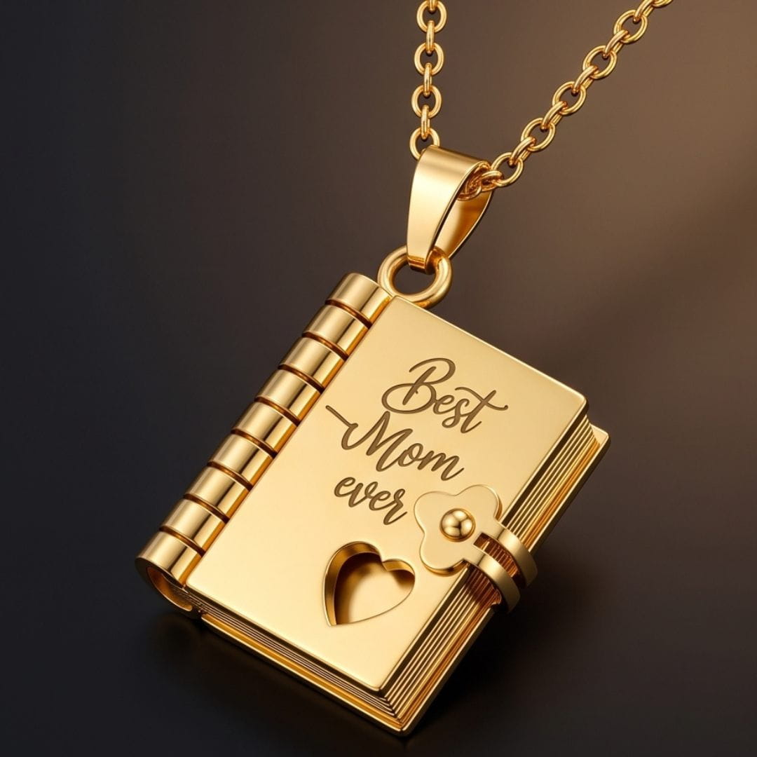 THE MEN THING SS Pendant/ Necklace BEST MOM DIARY - GOLDEN - 18mm Pure Titanium Steel Pendant with 3mm Chain for Men & Boys (17 to 19 inch Adjustable Cable Chain)