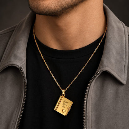THE MEN THING SS Pendant/ Necklace BEST MOM DIARY - GOLDEN - 18mm Pure Titanium Steel Pendant with 3mm Chain for Men & Boys (17 to 19 inch Adjustable Cable Chain)