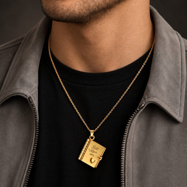 BEST MOM DIARY - GOLDEN - 18mm Pure Titanium Steel Pendant with 3mm Chain for Men & Boys (17 to 19 inch Adjustable Cable Chain)