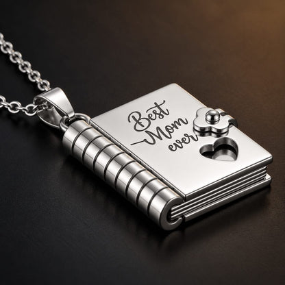THE MEN THING SS Pendant/ Necklace BEST MOM DIARY - STEEL - 18mm Pure Titanium Steel Pendant with 3mm Chain for Men & Boys (17 to 19 inch Adjustable Cable Chain)