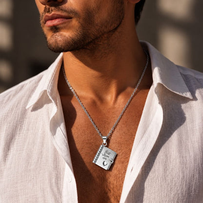 THE MEN THING SS Pendant/ Necklace BEST MOM DIARY - STEEL - 18mm Pure Titanium Steel Pendant with 3mm Chain for Men & Boys (17 to 19 inch Adjustable Cable Chain)