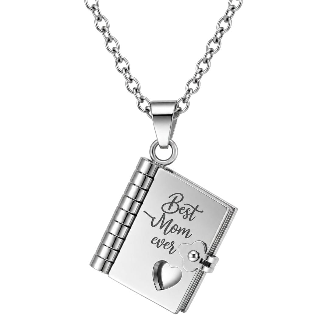 THE MEN THING SS Pendant/ Necklace BEST MOM DIARY - STEEL - 18mm Pure Titanium Steel Pendant with 3mm Chain for Men & Boys (17 to 19 inch Adjustable Cable Chain)