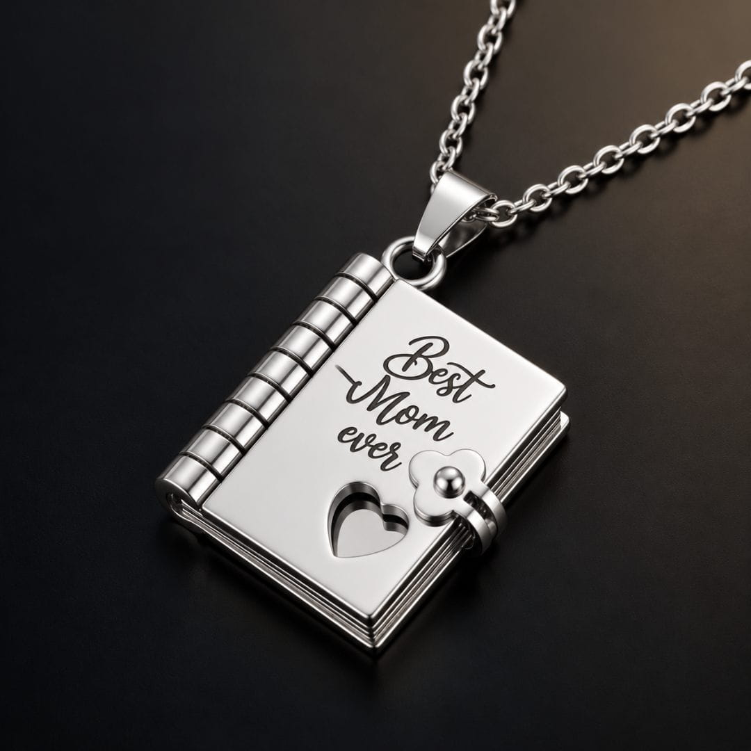 THE MEN THING SS Pendant/ Necklace BEST MOM DIARY - STEEL - 18mm Pure Titanium Steel Pendant with 3mm Chain for Men & Boys (17 to 19 inch Adjustable Cable Chain)
