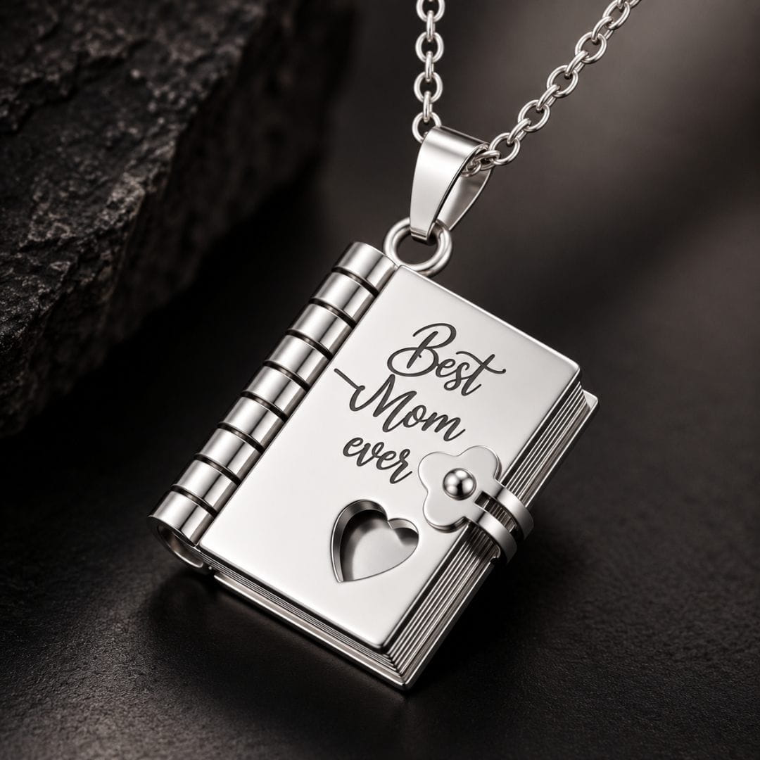 THE MEN THING SS Pendant/ Necklace BEST MOM DIARY - STEEL - 18mm Pure Titanium Steel Pendant with 3mm Chain for Men & Boys (17 to 19 inch Adjustable Cable Chain)