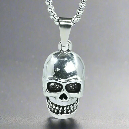 THE MEN THING SS Pendant/ Necklace BIG SKULL 2 -  Alloy Pendant with Pure Stainless Steel 24inch Round Box Chain, American trending Style for Men & Boy