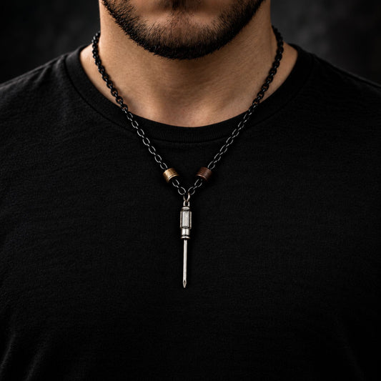 THE MEN THING SS Pendant/ Necklace BITBOLT CORE - Pure Titanium Steel Pendant with 23inch Chain for Men & Boys