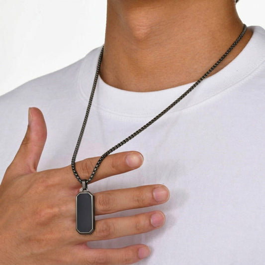 THE MEN THING SS Pendant/ Necklace BLACK HAWK CREST - Pure Stainless Steel 23inch Round box 4mm Chain for Men, European trending Style for Men & Boy