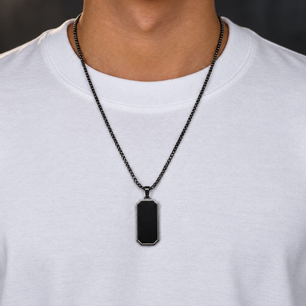 THE MEN THING SS Pendant/ Necklace BLACK HAWK CREST - Pure Stainless Steel 23inch Round box 4mm Chain for Men, European trending Style for Men & Boy