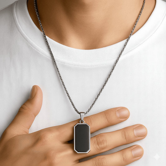 THE MEN THING SS Pendant/ Necklace BLACK HAWK CREST - Pure Stainless Steel 24inch Round box Chain for Men, European trending Style for Men & Boy