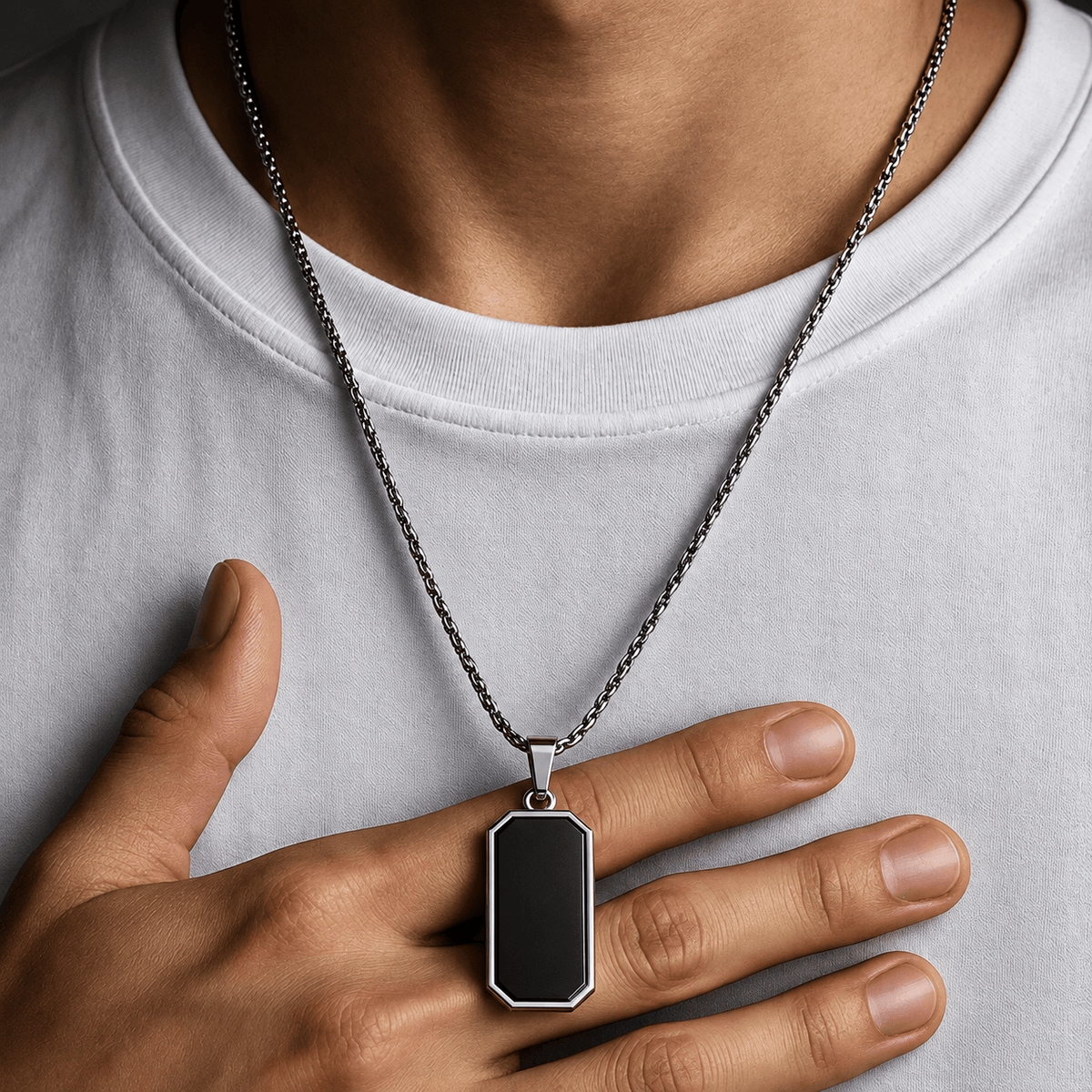 THE MEN THING SS Pendant/ Necklace BLACK HAWK CREST - Pure Stainless Steel 24inch Round box Chain for Men, European trending Style for Men & Boy