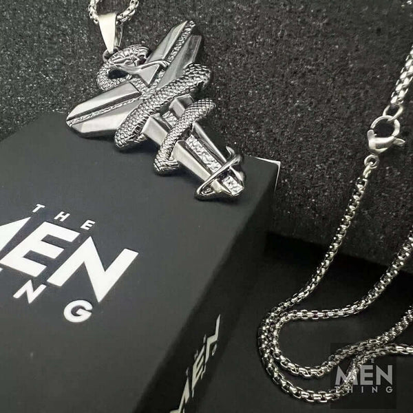 BLACK MAMBA - Pure Titanium Steel Black Mamba Pendant with 24inch Round Box Black Chain for Men & Boys