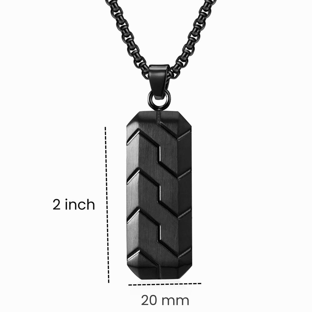 THE MEN THING SS Pendant/ Necklace BLACK PRISM - 20mm Titanium Steel Pendant with 24inch Round Box 4 mm Chain for Men & Boys