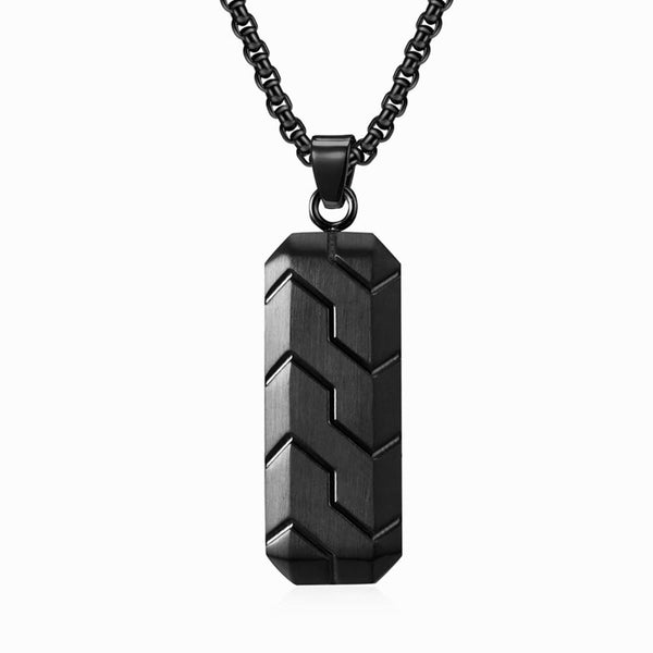 BLACK PRISM - 20mm Titanium Steel Pendant with 24inch Round Box 4 mm Chain for Men & Boys