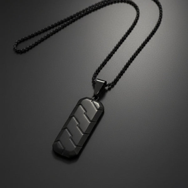 BLACK PRISM - 20mm Titanium Steel Pendant with 24inch Round Box 4 mm Chain for Men & Boys
