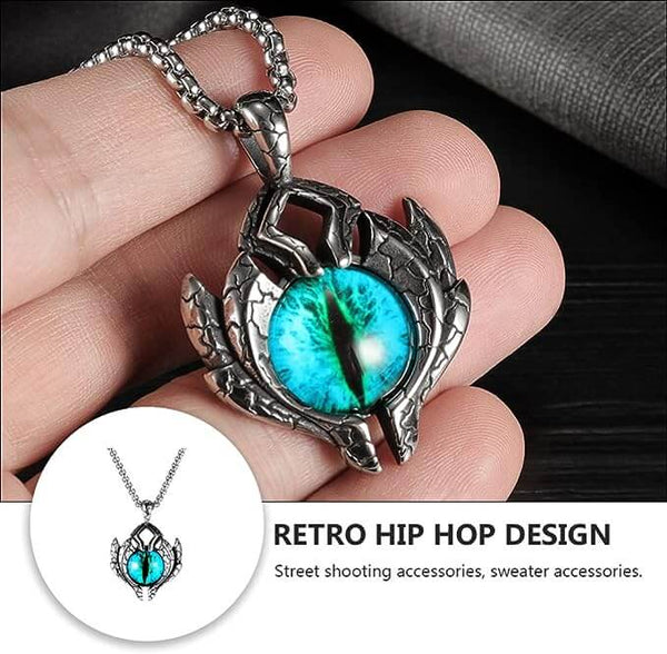 BLUE EYE PROTECT (A) -  Alloy Pendant with Pure Stainless Steel Round Box Chain, European trending Style for Men & Boy (24 inch)