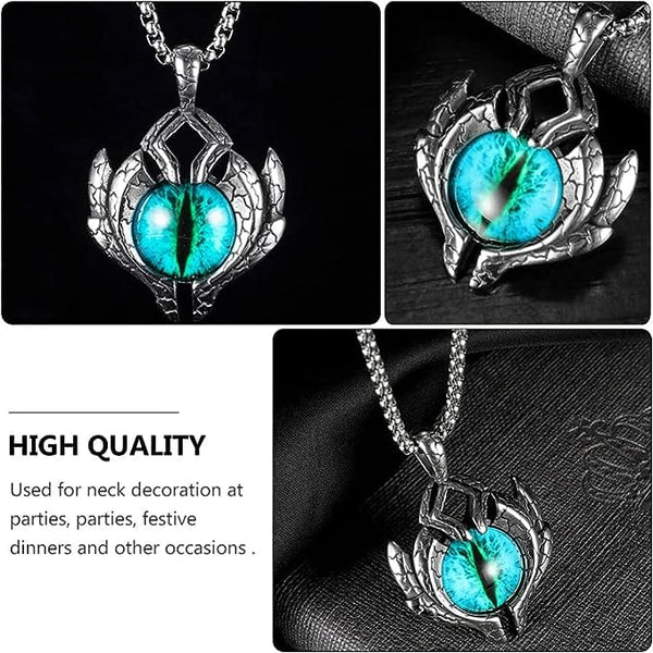 BLUE EYE PROTECT (A) -  Alloy Pendant with Pure Stainless Steel Round Box Chain, European trending Style for Men & Boy (24 inch)