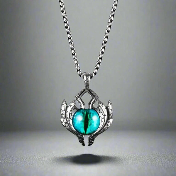 BLUE EYE PROTECT (A) -  Alloy Pendant with Pure Stainless Steel Round Box Chain, European trending Style for Men & Boy (24 inch)