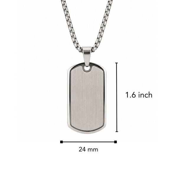 BOLD TAG - Pure Steel 24mm Pendant with 24inch Round Box 3mm Chain for Men & Boys