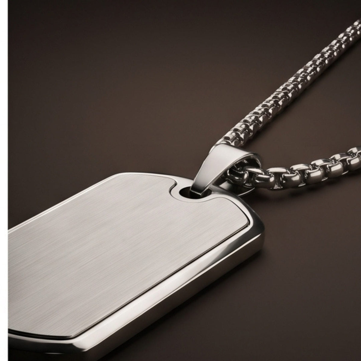 THE MEN THING SS Pendant/ Necklace BOLD TAG - Pure Steel 24mm Pendant with 24inch Round Box 3mm Chain for Men & Boys