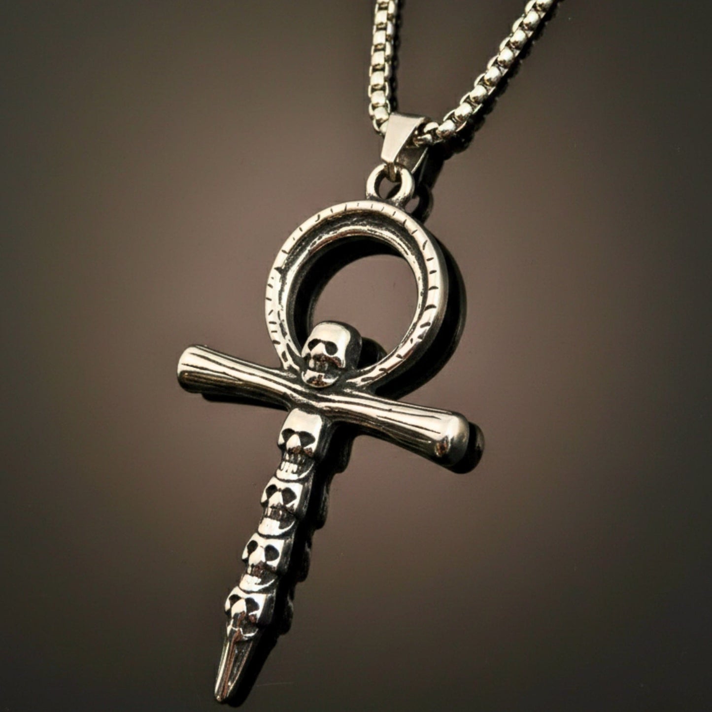 THE MEN THING SS Pendant/ Necklace BONE CROSS RELIC - 40mm Titanium Steel Pendant with 24inch Round Box 5mm Chain for Men & Boys