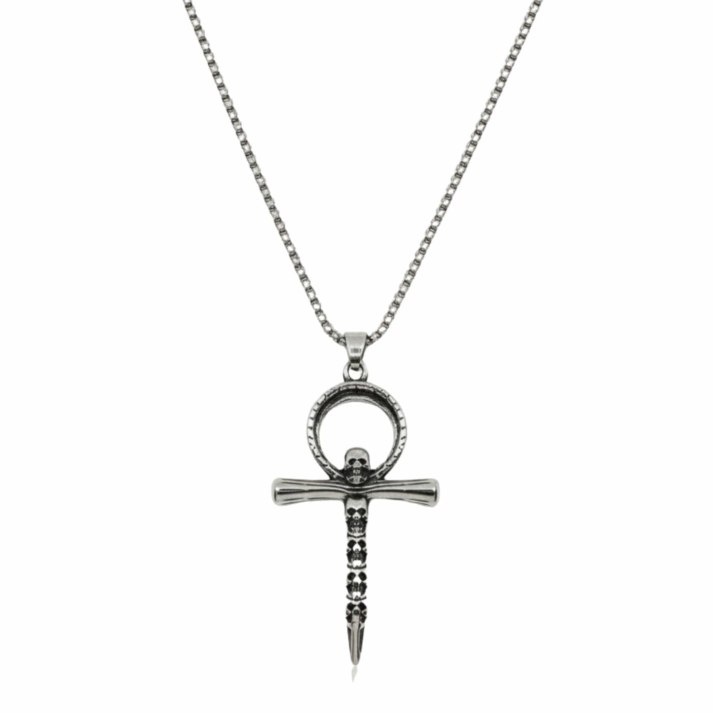 THE MEN THING SS Pendant/ Necklace BONE CROSS RELIC - 40mm Titanium Steel Pendant with 24inch Round Box 5mm Chain for Men & Boys