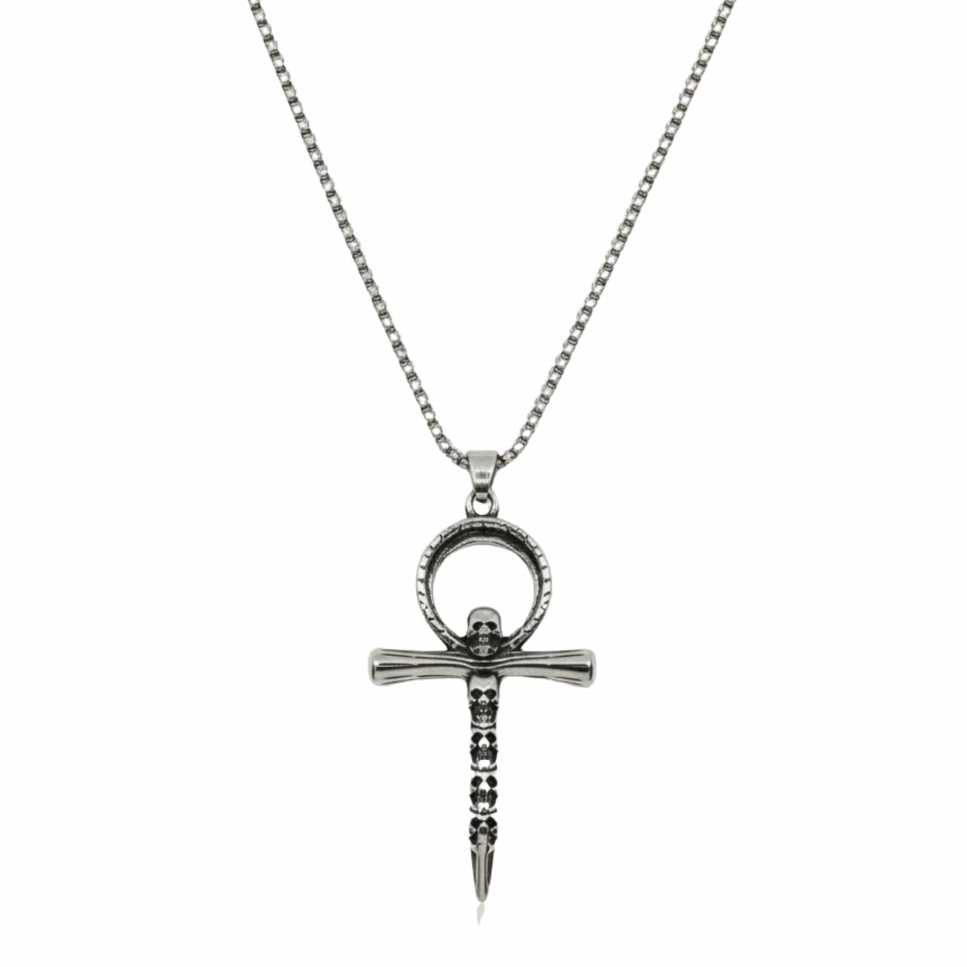 THE MEN THING SS Pendant/ Necklace BONE CROSS RELIC - 40mm Titanium Steel Pendant with 24inch Round Box 5mm Chain for Men & Boys