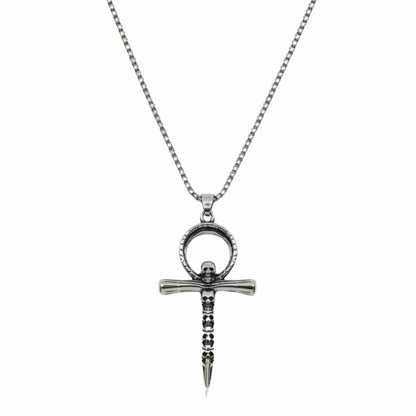 THE MEN THING SS Pendant/ Necklace BONE CROSS RELIC - 40mm Titanium Steel Pendant with 24inch Round Box 5mm Chain for Men & Boys