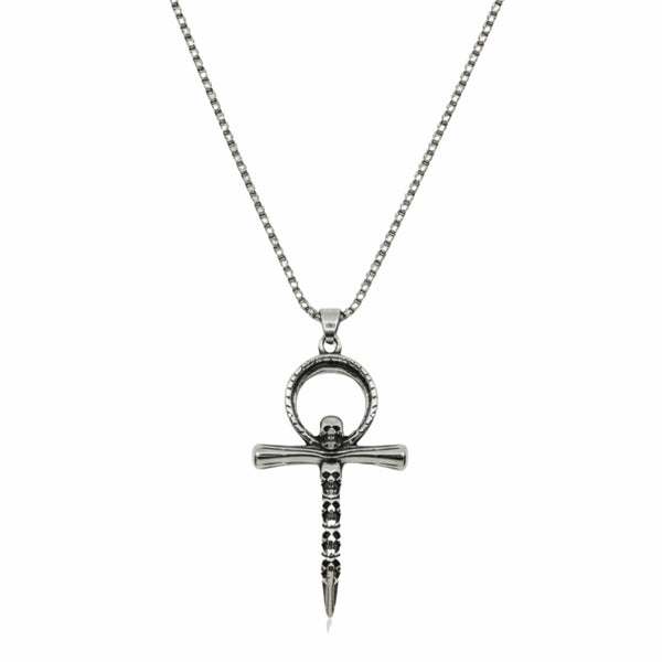 BONE CROSS RELIC - 40mm Titanium Steel Pendant with 24inch Round Box 5mm Chain for Men & Boys