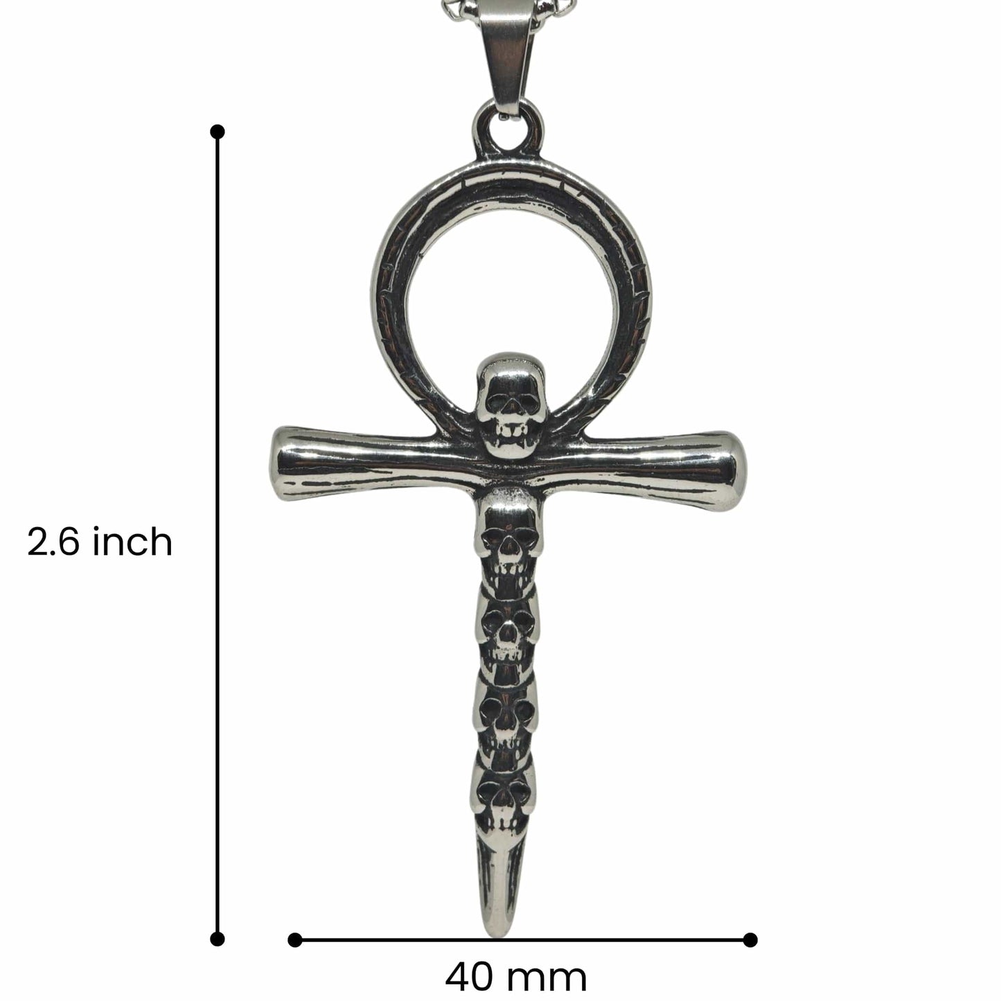 THE MEN THING SS Pendant/ Necklace BONE CROSS RELIC - 40mm Titanium Steel Pendant with 24inch Round Box 5mm Chain for Men & Boys