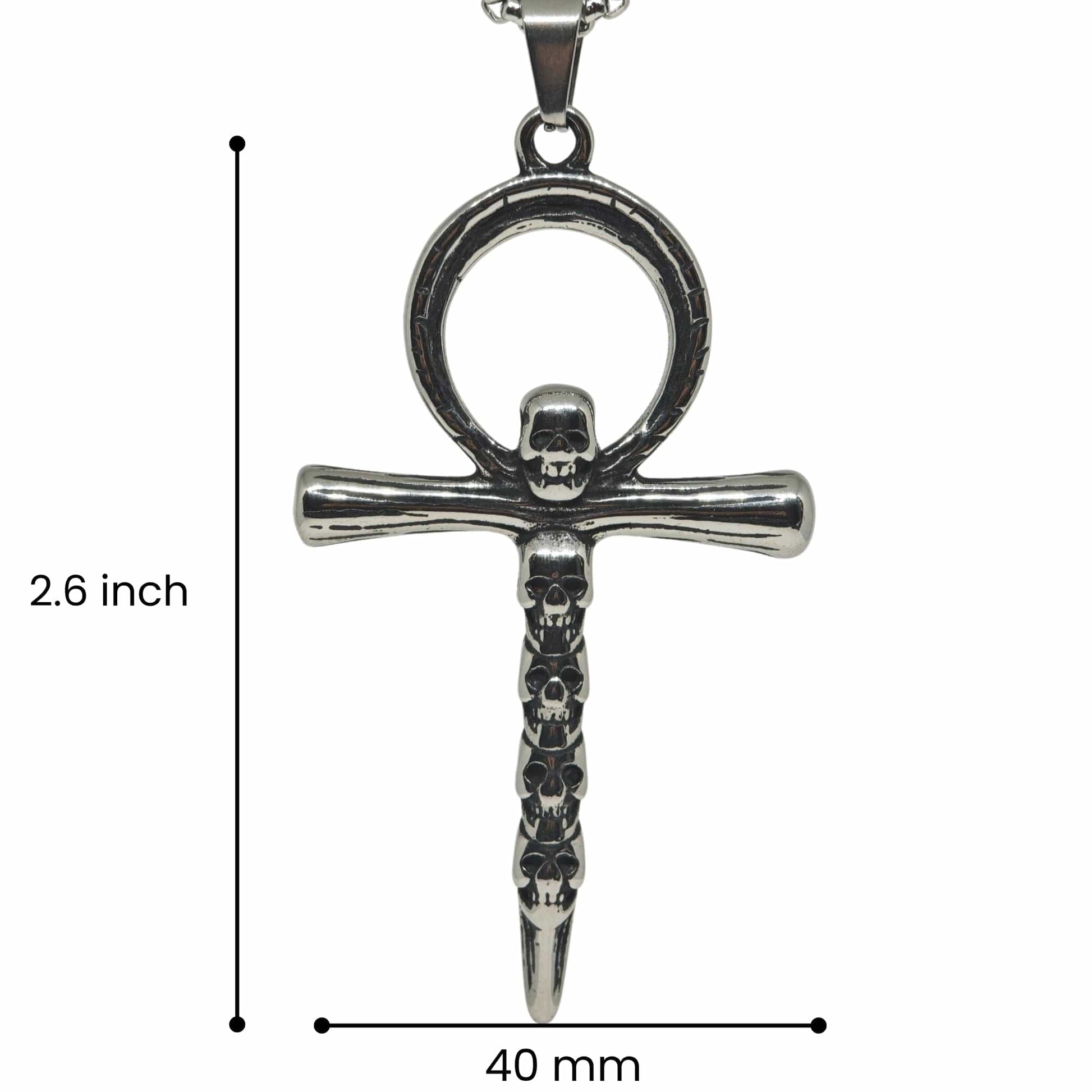 THE MEN THING SS Pendant/ Necklace BONE CROSS RELIC - 40mm Titanium Steel Pendant with 24inch Round Box 5mm Chain for Men & Boys