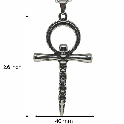 THE MEN THING SS Pendant/ Necklace BONE CROSS RELIC - 40mm Titanium Steel Pendant with 24inch Round Box 5mm Chain for Men & Boys