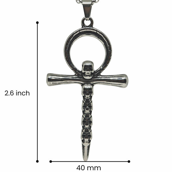 BONE CROSS RELIC - 40mm Titanium Steel Pendant with 24inch Round Box 5mm Chain for Men & Boys