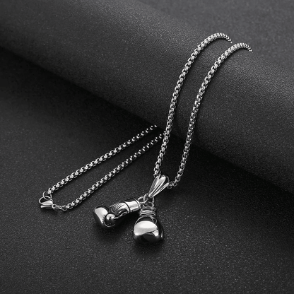 THE MEN THING SS Pendant/ Necklace BOXING GLOVES - Pure Titanium Steel Pendant with Stainless Steel 24inch Round Box Chain, European trending Style for Men & Boy