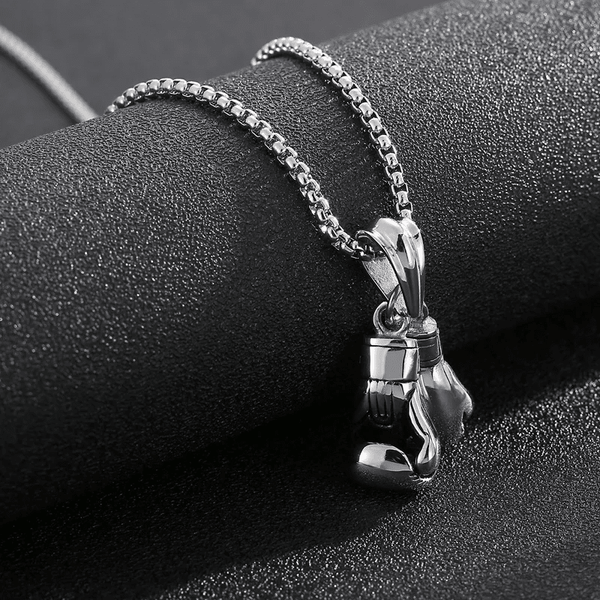 BOXING GLOVES - Pure Titanium Steel Pendant with Stainless Steel 24inch Round Box Chain, European trending Style for Men & Boy