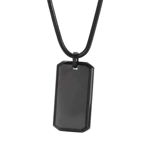 BRAVE TAG - Pure Titanium Steel Black Dog Tag Pendant with 24inch Snake Chain for Men & Boys