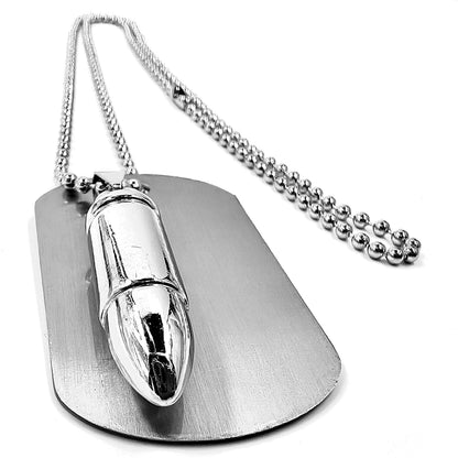 THE MEN THING SS Pendant/ Necklace BULLET DOG TAG -  Titanium Steel Pendant with 24inch Round Box Chain, American trending Style for Men & Boys