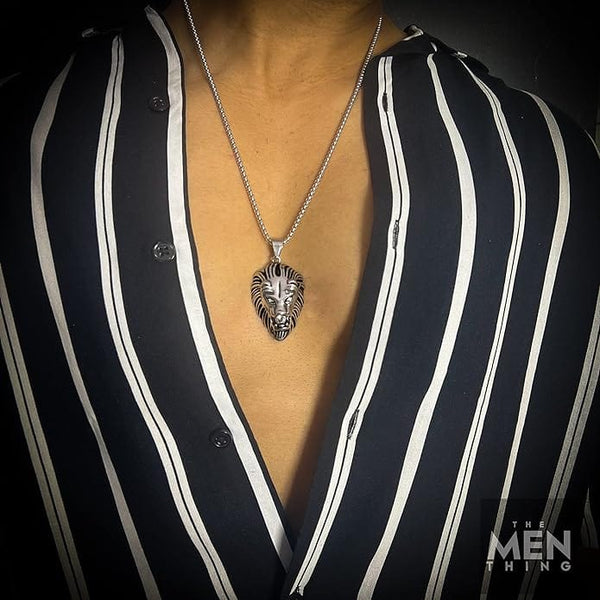 CALM LION- Pure Titanium Steel Pendant with 24inch Round Box Chain for Men & Boys
