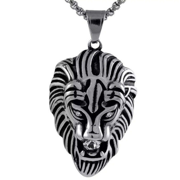 CALM LION- Pure Titanium Steel Pendant with 24inch Round Box Chain for Men & Boys