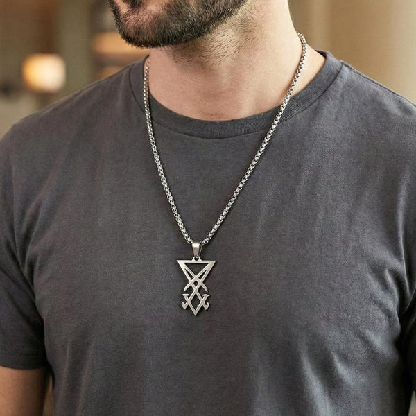 CELESTIAL ARC - Titanium Steel Pendant with 24inch Round Box Chain for Men & Boys