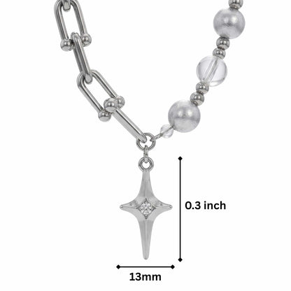 THE MEN THING SS Pendant/ Necklace CELESTIAL STAR - 13mm Titanium Steel Pendant with 18 to 20 inch Adjustable 8mm Chain for Men & Boys
