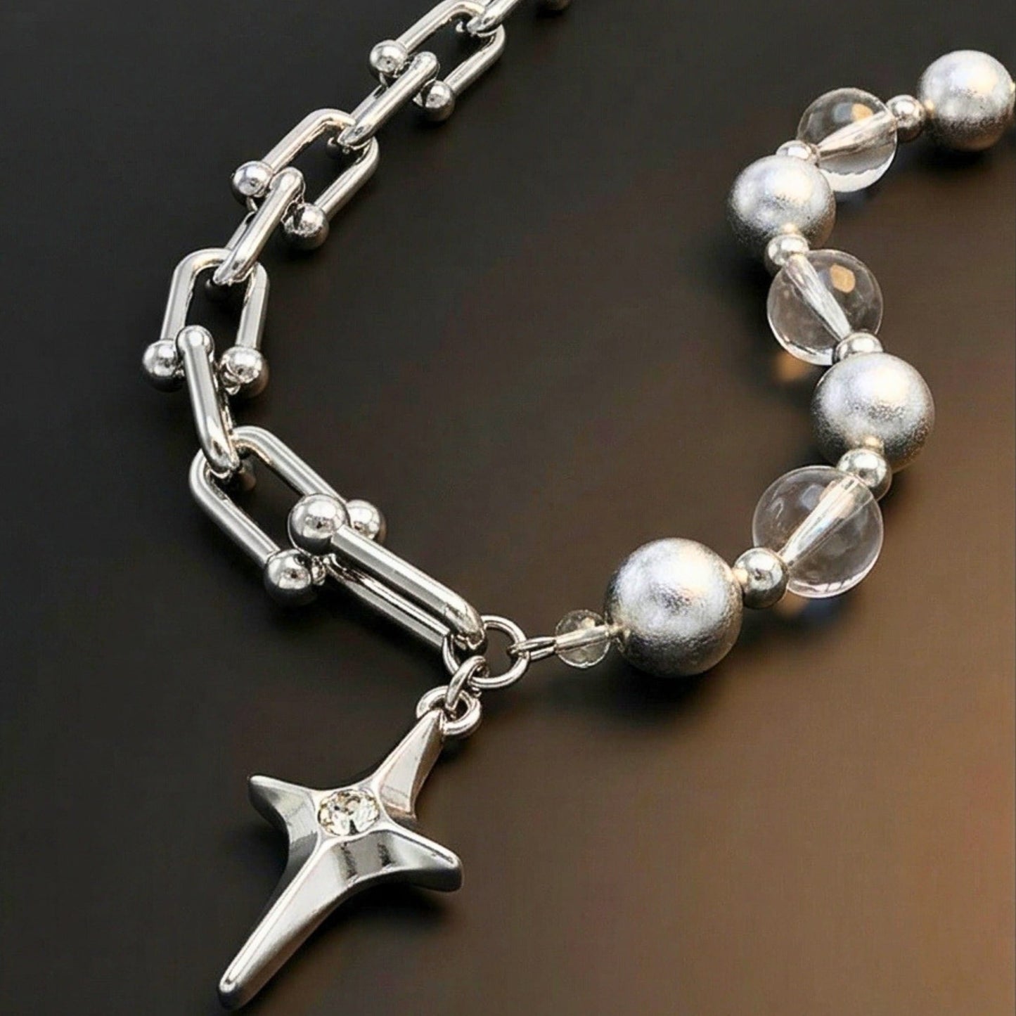 THE MEN THING SS Pendant/ Necklace CELESTIAL STAR - 13mm Titanium Steel Pendant with 18 to 20 inch Adjustable 8mm Chain for Men & Boys