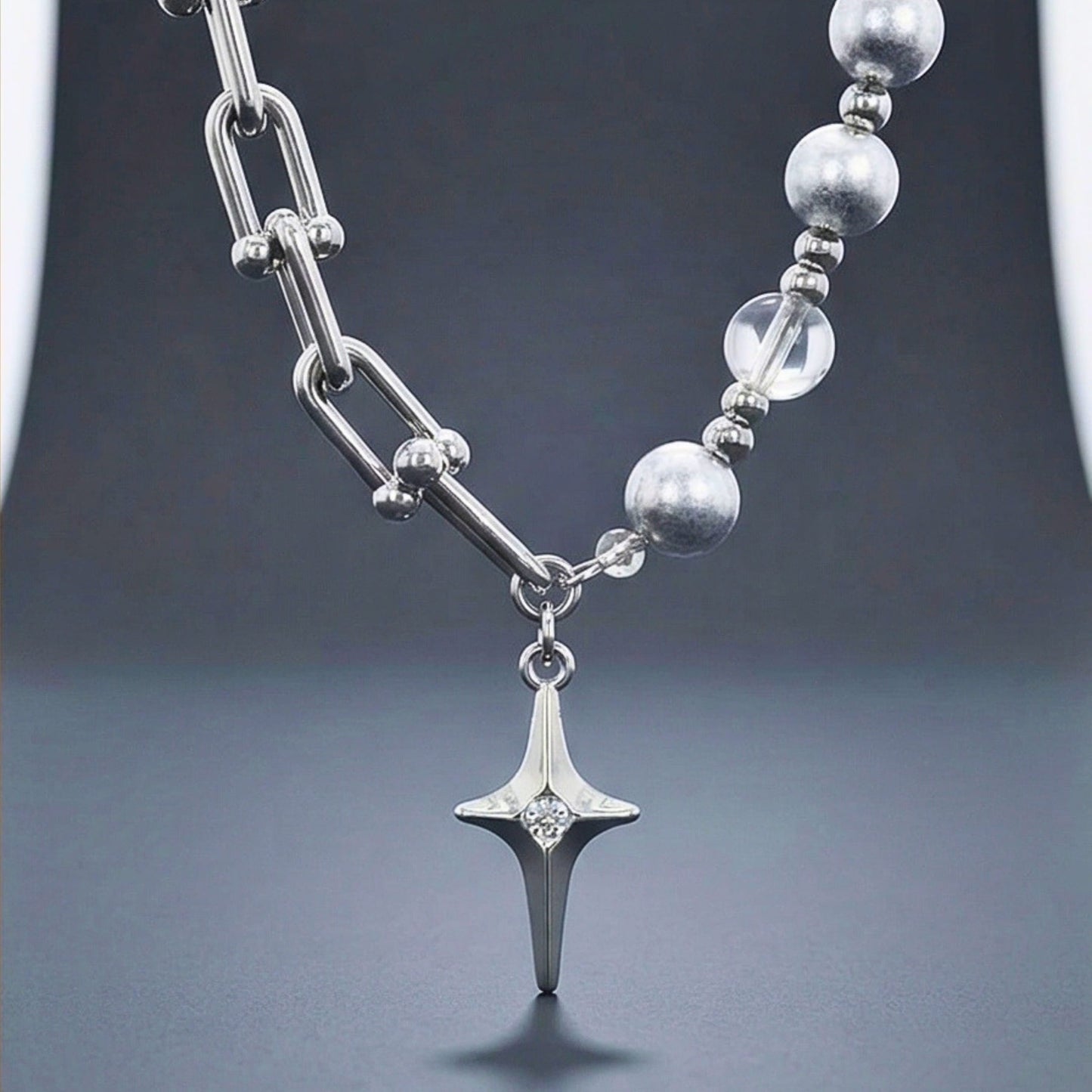 THE MEN THING SS Pendant/ Necklace CELESTIAL STAR - 13mm Titanium Steel Pendant with 18 to 20 inch Adjustable 8mm Chain for Men & Boys