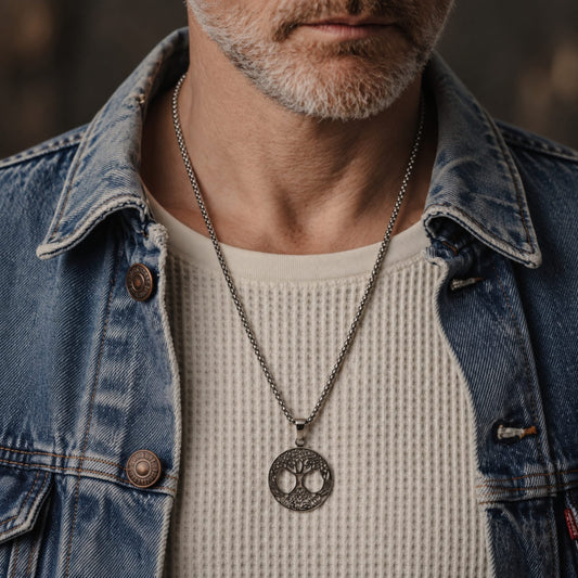 THE MEN THING SS Pendant/ Necklace CELTIC TREE - 28mm Titanium Steel Pendant with 24inch Round Box 5mm Chain for Men & Boys