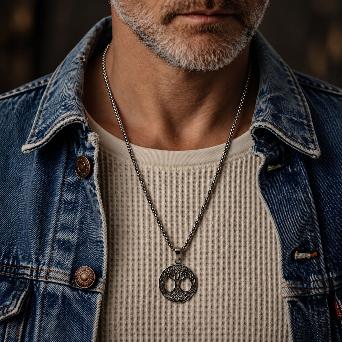 THE MEN THING SS Pendant/ Necklace CELTIC TREE - 28mm Titanium Steel Pendant with 24inch Round Box 5mm Chain for Men & Boys