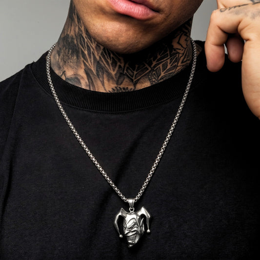 THE MEN THING SS Pendant/ Necklace CIRCUS - Alloy Pendant with Pure Stainless Steel 24inch Chain for Men, European trending Style - Round Box Chain for Men & Boy