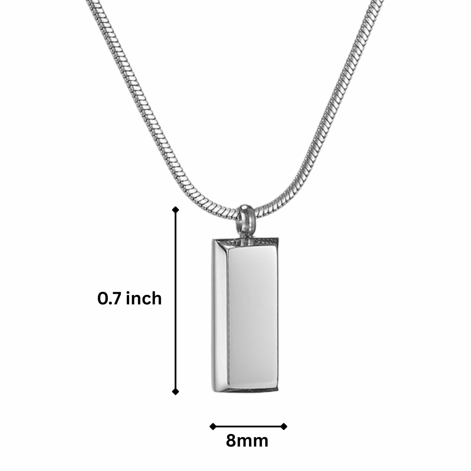 THE MEN THING SS Pendant/ Necklace CLASSIC BAR - 8mm Titanium Steel Pendant with 20 to 22inch Adjustable Snake 2mm Chain for Men & Boys